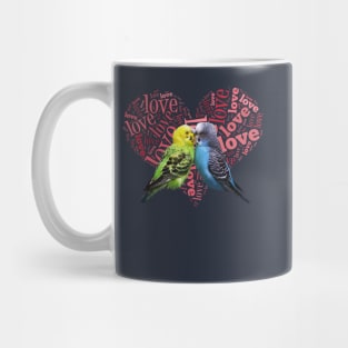 Cute Budgie Love Heart Parakeet Kiss Mug